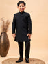 Vastramay Boy's Black Glitter Indo Western Sherwani Set