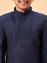 Vastramay Boy's Navy Blue Glitter Indo Western Sherwani Set