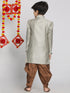 Vastramay Boys Grey Indo Western Jacquard Sherwani and Dhoti Pant Set