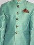 Vastramay Boys Green Indo Western Jacquard Sherwani and Dhoti Pant Set