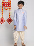 Vastramay Boys Lavender Indo Western Jacquard Sherwani and Dhoti Pant Set