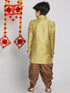 Vastramay Boys Yellow Indo Western Jacquard Sherwani and Dhoti Pant Set