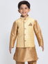 Vastramay Boys Gold Silk Blend Nehru Jacket