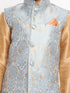 Vastramay Boys Grey Silk Blend Kurta, Ethnic Jacket and Pyjama Set