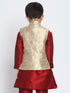 Vastramay Boys Gold Cotton Silk Blend Nehru Jacket