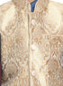 Vastramay Silk Blend Rose Gold and Blue Baap Beta Jacket Kurta Pyjama set