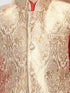 Vastramay Boys Gold Cotton Silk Blend Kurta, Waistcoat and Pyjama Set