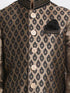 Vastramay Boys' Gold Cotton Silk Blend Ethnic Jacket, Kurta and Dhoti Pant Set