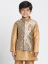 Vastramay Boys' Gold Cotton Silk Blend Nehru Jacket