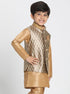 Vastramay Boys' Gold Cotton Silk Blend Nehru Jacket