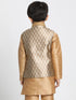 Vastramay Boys' Gold Cotton Silk Blend Nehru Jacket