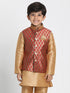 Vastramay Boys' Maroon Cotton Silk Blend Nehru Jacket