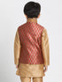 Vastramay Boys' Maroon Cotton Silk Blend Nehru Jacket