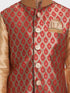 Vastramay Boys' Gold Cotton Silk Blend Kurta, Waistcoat and Pyjama Set