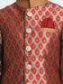 Vastramay Boys' Gold Cotton Silk Blend Ethnic Jacket, Kurta and Dhoti Pant Set