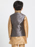 Vastramay Silk Blend Navy Blue And Gold Baap Beta Ethnic Jacket