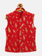 Vastramay Red And Gold Scuba Foil Print Nehru Jacket