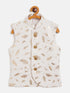Vastramay White And Gold Scuba Foil Print Nehru Jacket