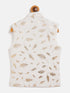 Vastramay White And Gold Scuba Foil Print Nehru Jacket