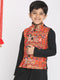 Vastramay Boys' Orange And Black Nehru Jacket