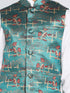Vastramay Boys' Multicolor-Base-Green Jacquard Nehru Jacket