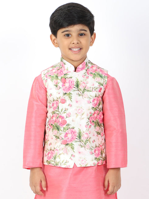 Vastramay Boys Multicolor-Base-Cream Nehru Jacket