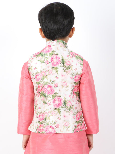 Vastramay Boys Multicolor-Base-Cream Nehru Jacket