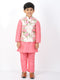 Vastramay Boys Floral Printed Nehru Jacket With Silk Blend Solid Kurta Pyjama Set
