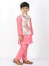 Vastramay Boys Floral Printed Nehru Jacket With Silk Blend Solid Kurta Pyjama Set