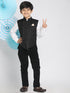 Vastramay Black Cotton Blend Twill Nehru Jacket