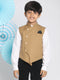 Vastramay Boys Brown Solid Slim-Fit Satin Nehru Jacket