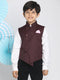 JBN CREATION Maroon Cotton Blend Twill Nehru Jacket