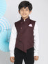 JBN CREATION Maroon Cotton Blend Twill Nehru Jacket