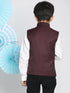 Vastramay Boys Maroon Solid Satin Nehru Jacket