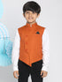 JBN CREATION Orange Cotton Blend Twill Nehru Jacket
