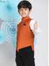 Vastramay Boys Orange Solid Satin Nehru Jacket