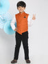 Vastramay Boys Orange Solid Satin Nehru Jacket