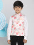 Vastramay Boys Multicolor Base Peach Floral Printed Nehru Jacket