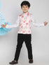 Vastramay Boys Multicolor Base Peach Floral Printed Nehru Jacket