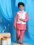 Vastramay Boy's Peach Floral Print Jacket With Pink Kurta and Pyjama Set