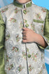 VASTRAMAY Baap Beta Silk Blend Green Jacket
