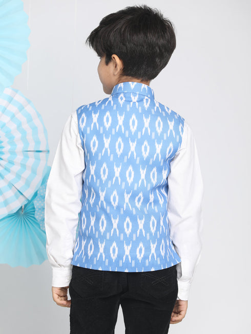 Vastramay Boys Traditional Ikkat Print Classic Nehru Jacket