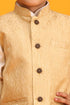 VASTRAMAY Baap Beta Jacquard Silk Double Flap Pocket Jacket Set