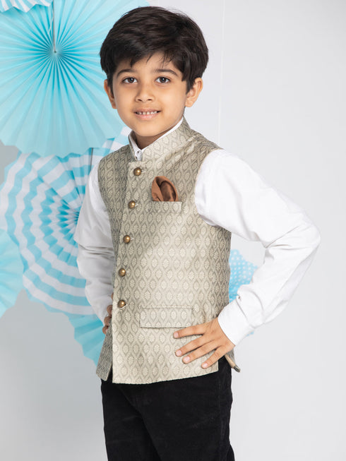 Vastramay Boys Beige Nehru Jacket