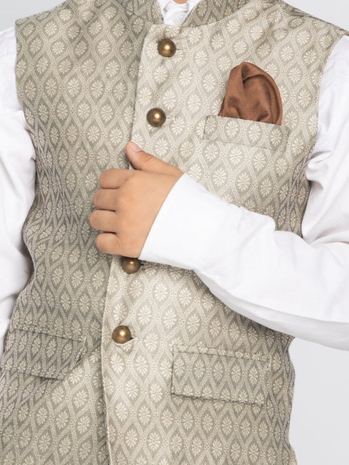 Vastramay Boys Beige Nehru Jacket