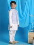 Vastramay Boy's Lavender Woven Jacket With White Kurta and Pyjama Set
