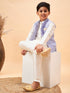 Vastramay Boy's Lavender Woven Jacket With Cream Kurta and Pyjama Set