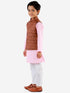 Vastramay Boys Coffee Brown, Pink And White Jacket, Kurta and Pyjama Set