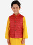 Vastramay Boys Maroon Matka Silk Blend Nehru Jacket