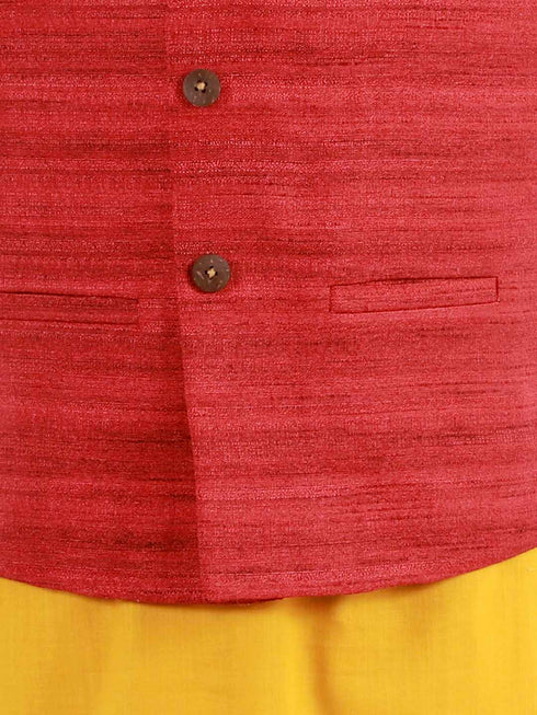Vastramay Boys Maroon Matka Silk Blend Nehru Jacket